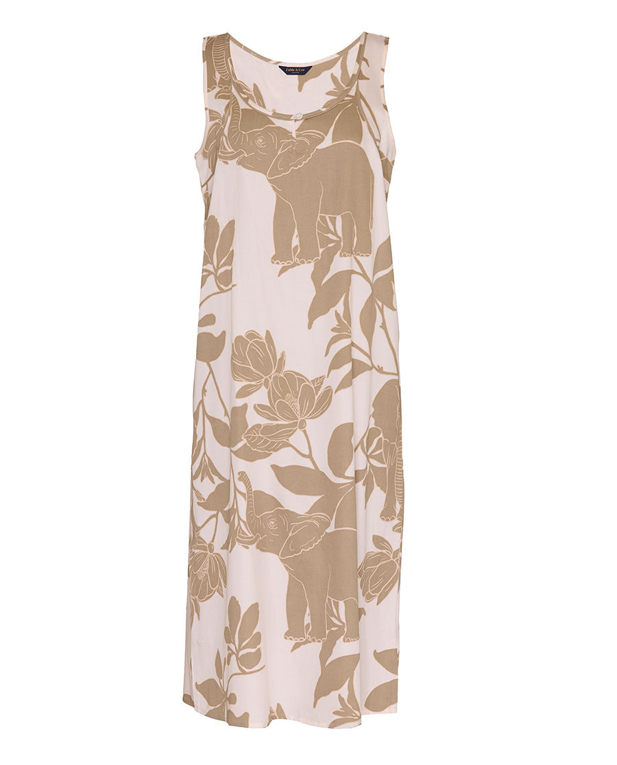 Womens Elephant Print Long Nightdress