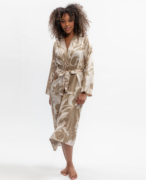 Amber Elephant Print Long Dressing Gown