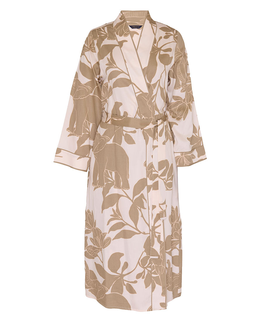 Amber Elephant Print Long Dressing Gown