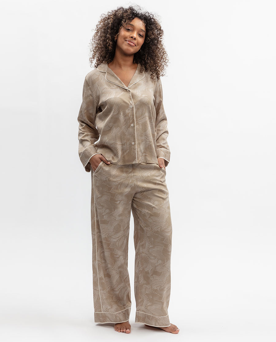 Amber Contour Print Wide Leg Pyjama Set