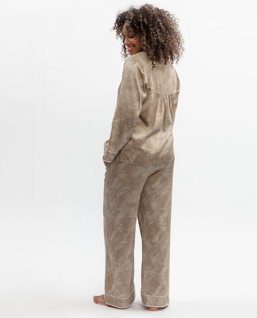 Womens Contour Print Wide Leg Pyjama Set