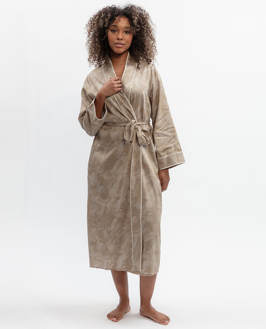 Amber Contour Print Long Dressing Gown