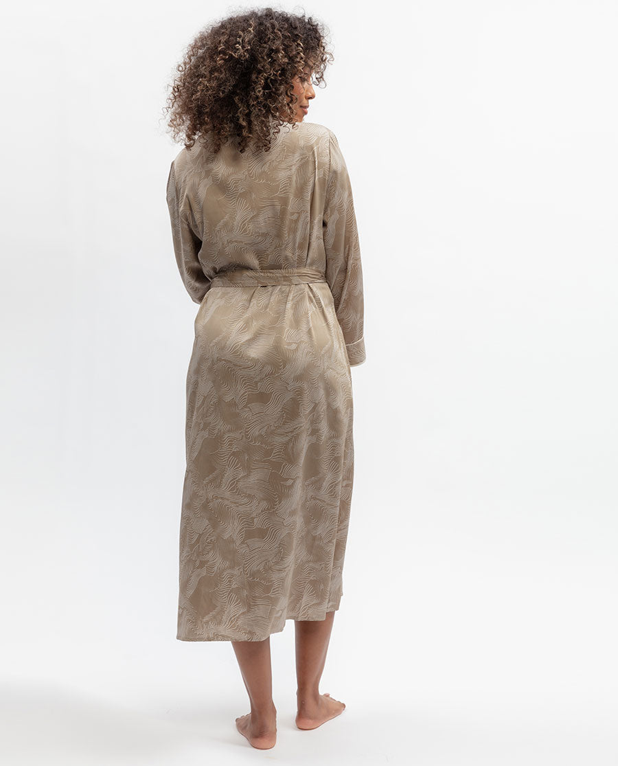 Amber Contour Print Long Dressing Gown
