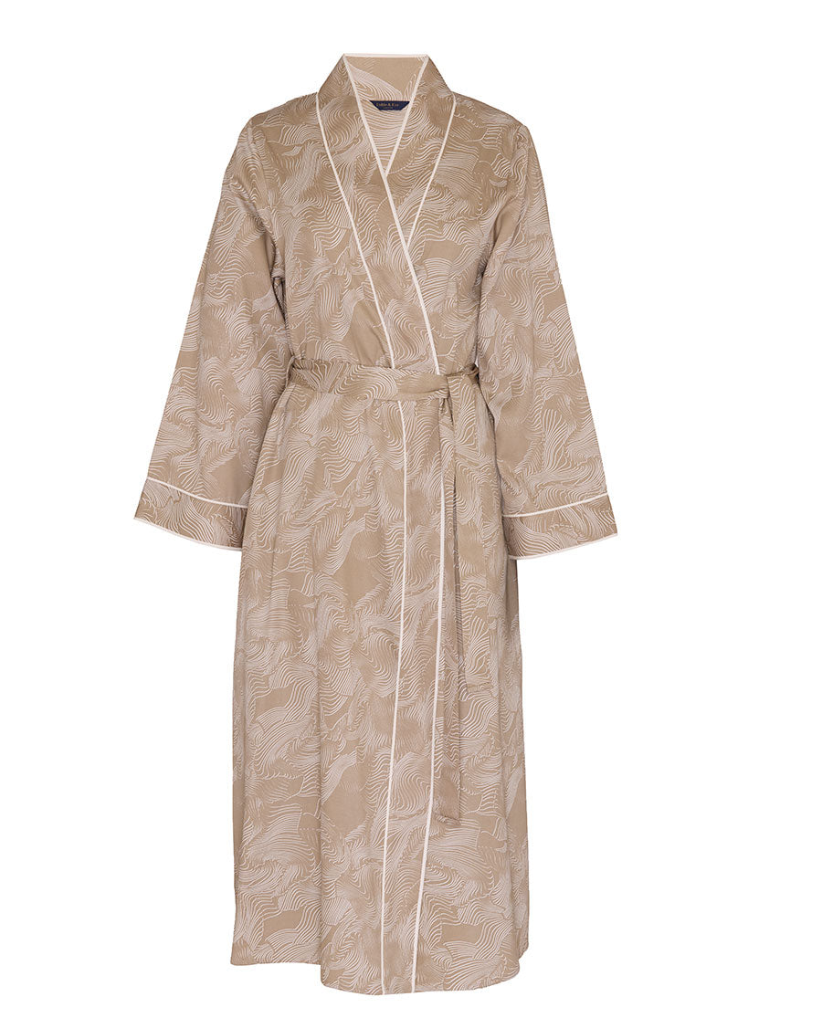 Amber Contour Print Long Dressing Gown