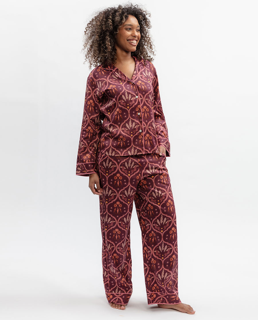 Geo Print Wide Leg Pyjama Set