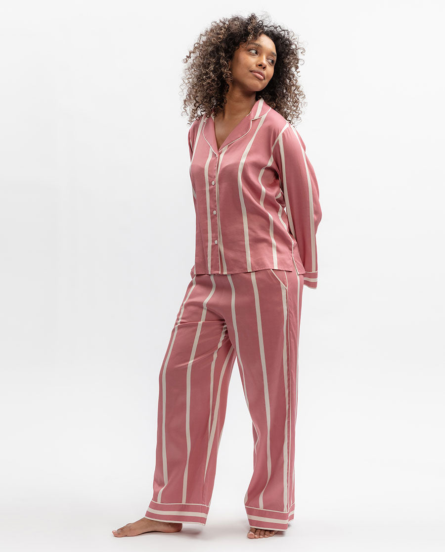 Printed Stripe Wide Leg Pyjama Set