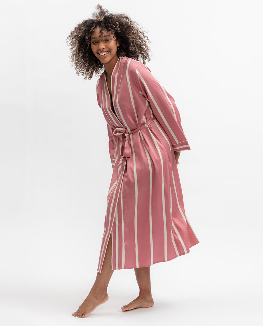 Ruby Printed Stripe Long Dressing Gown