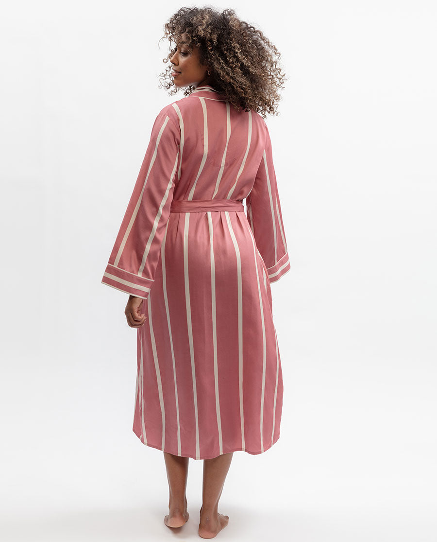 Printed Stripe Long Dressing Gown