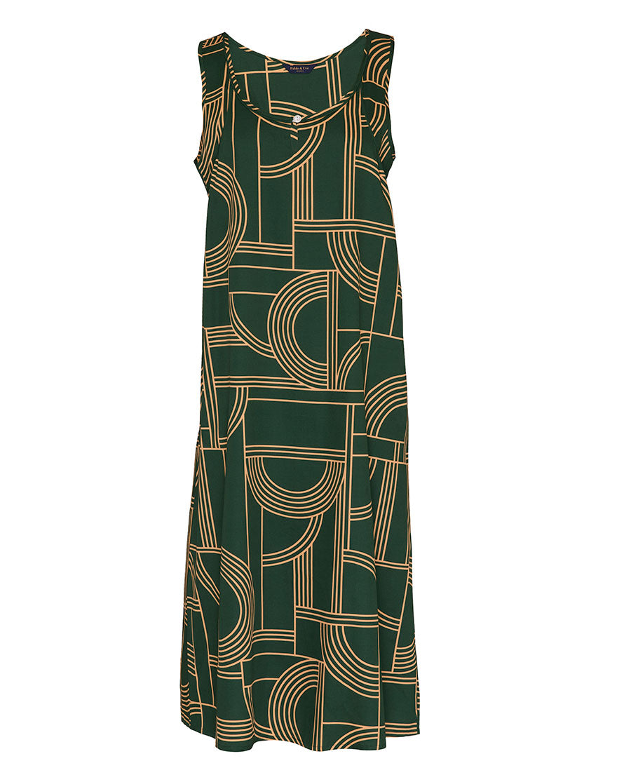 Emerald Geo Print Long Nightdress