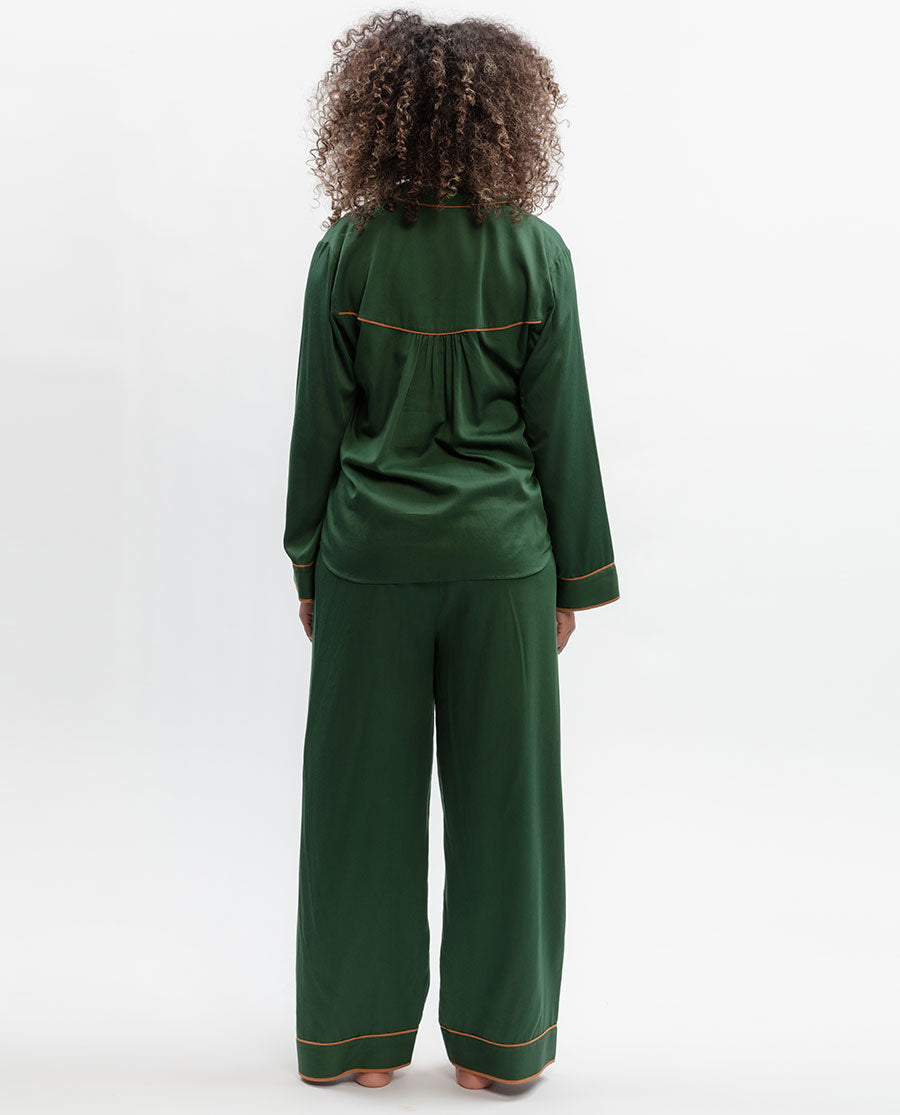 Emerald Green Wide Leg Pyjama Set