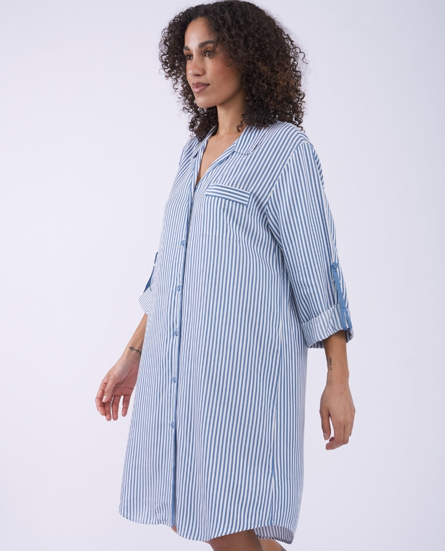 The Denim Edit Womens Chambray Stripe Nightshirt