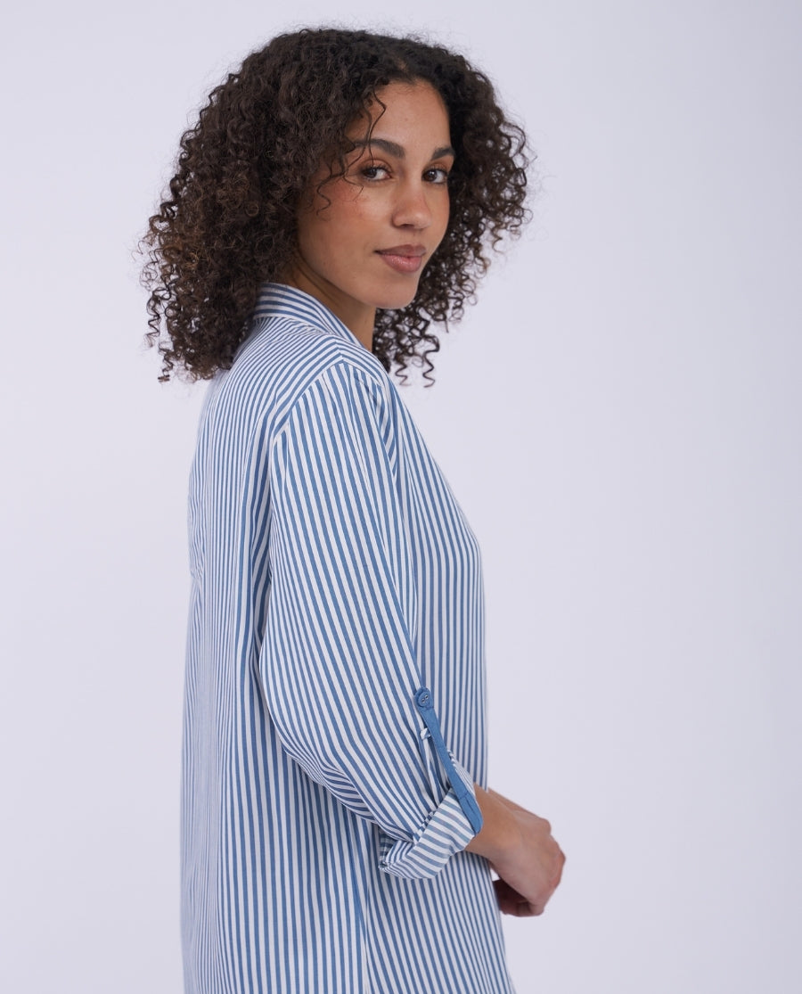 The Denim Edit Womens Chambray Stripe Nightshirt