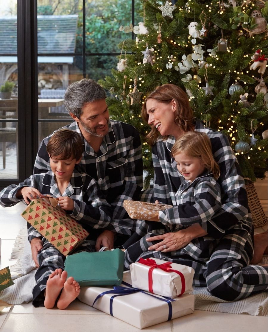 Black Brushed Checks Matching Family Pyjama Set