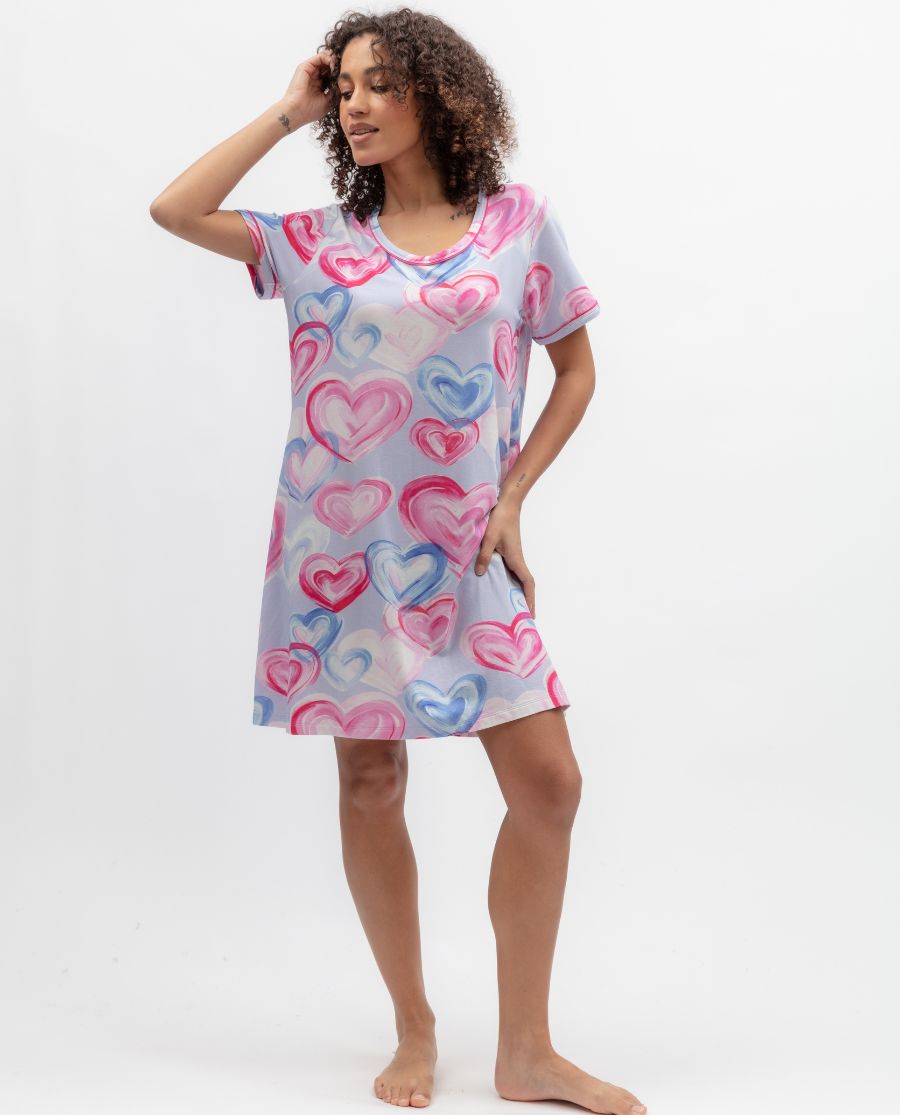 Chloe Womens Heart Printed Jersey Minishirt