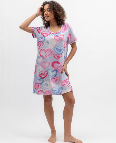 Chloe Womens Heart Printed Jersey Minishirt