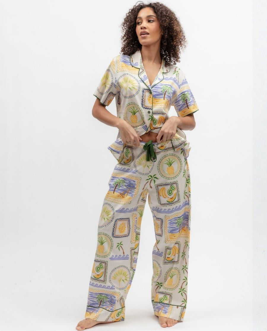 Cora Womens Postcard Print Pyjama Top