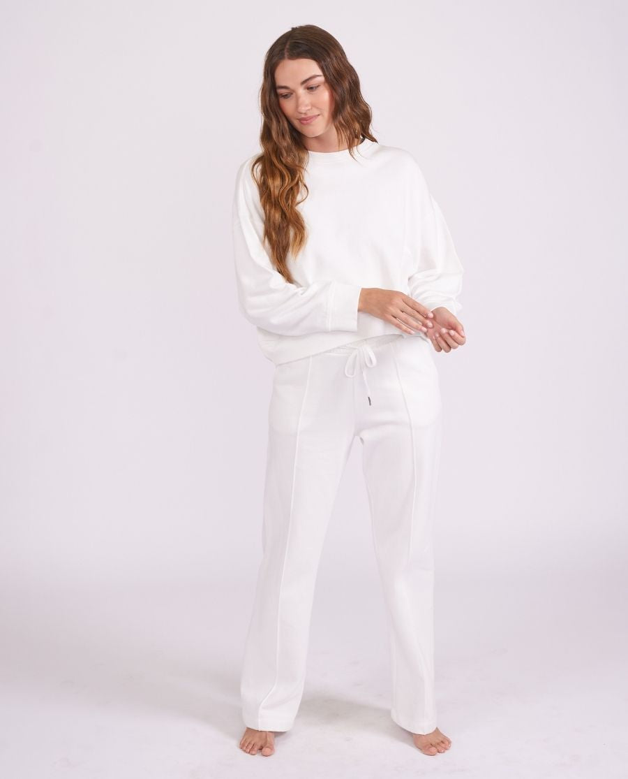 Womens White Lounge Crew-Neck and Joggers Set