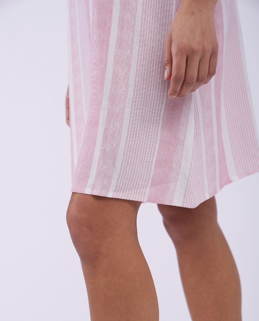 The Linen Edit Womens Printed Stripe Strappy Short Nightdress