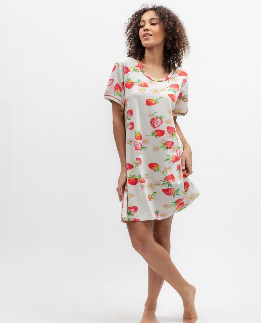 Pippa Womens Strawberry Printed Jersey Minishirt