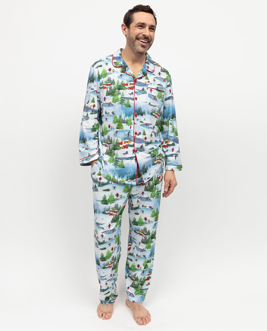 Montana Haut de pyjama en jersey imprimé Winterscape pour homme