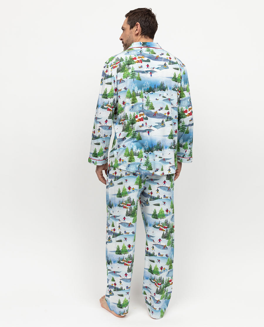 Montana Haut de pyjama en jersey imprimé Winterscape pour homme