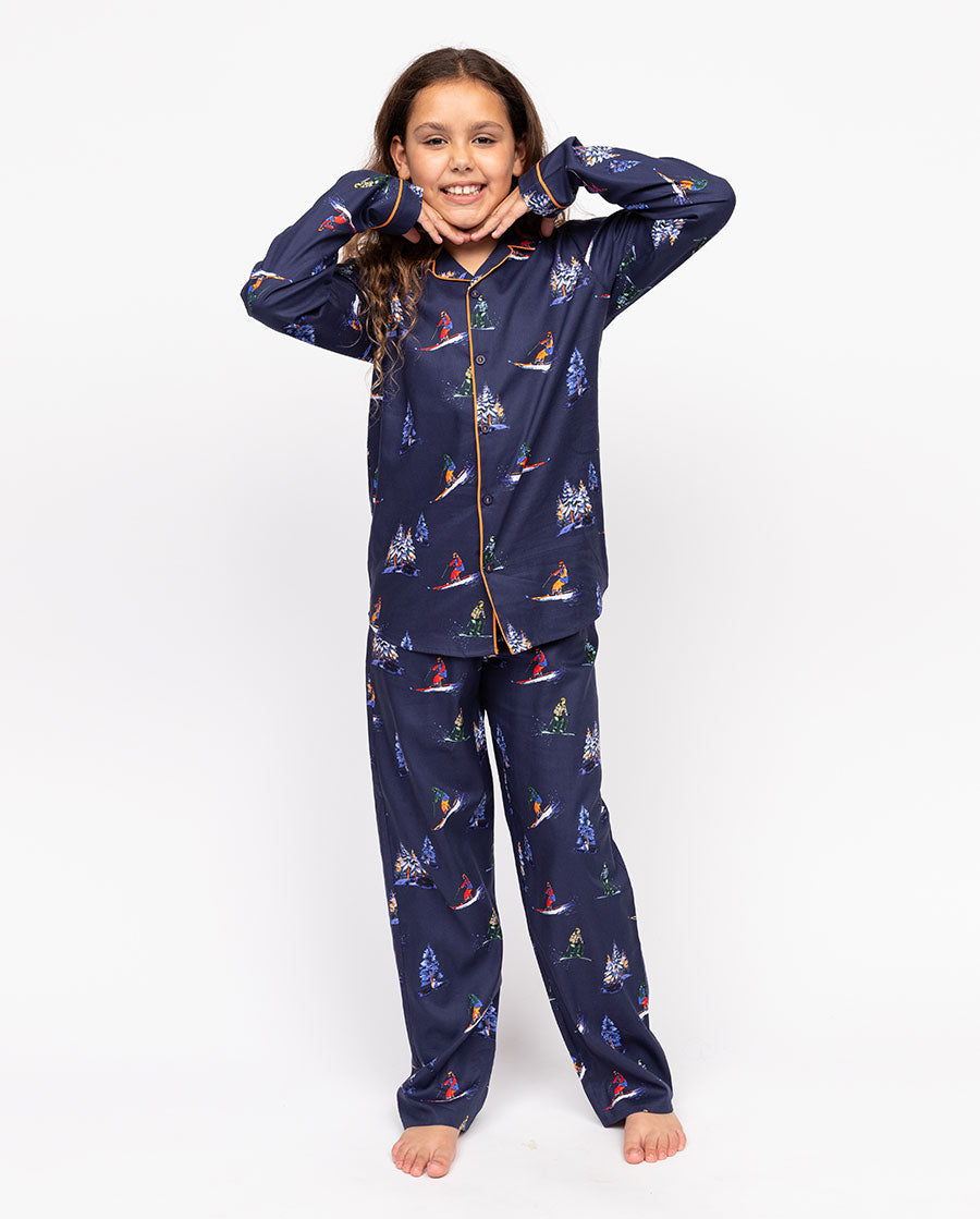 Ensemble de pyjama unisexe imprimé ski Alpes Kids