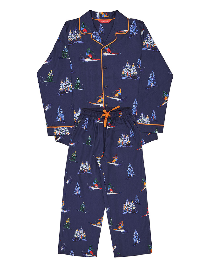 Ensemble de pyjama unisexe imprimé ski Alpes Kids
