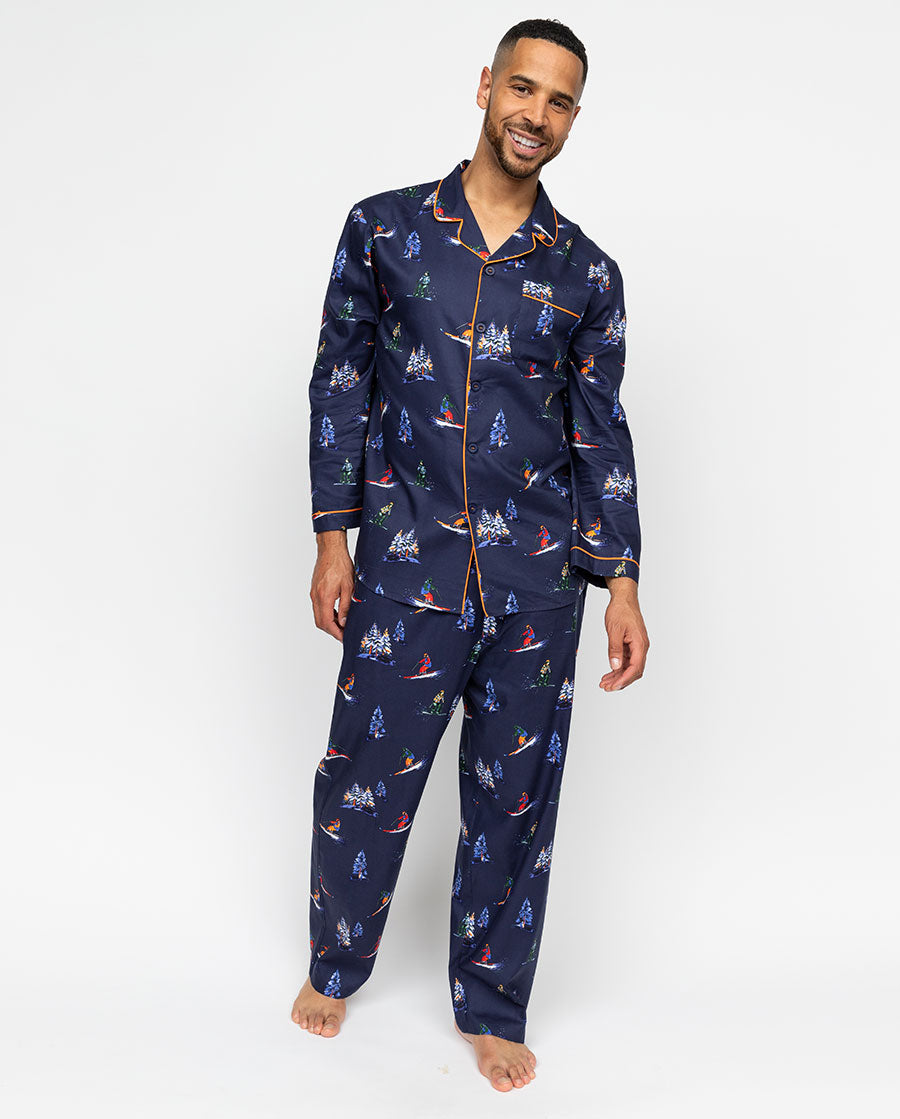 Alpes Pyjama-Set mit Ski-Print für Herren