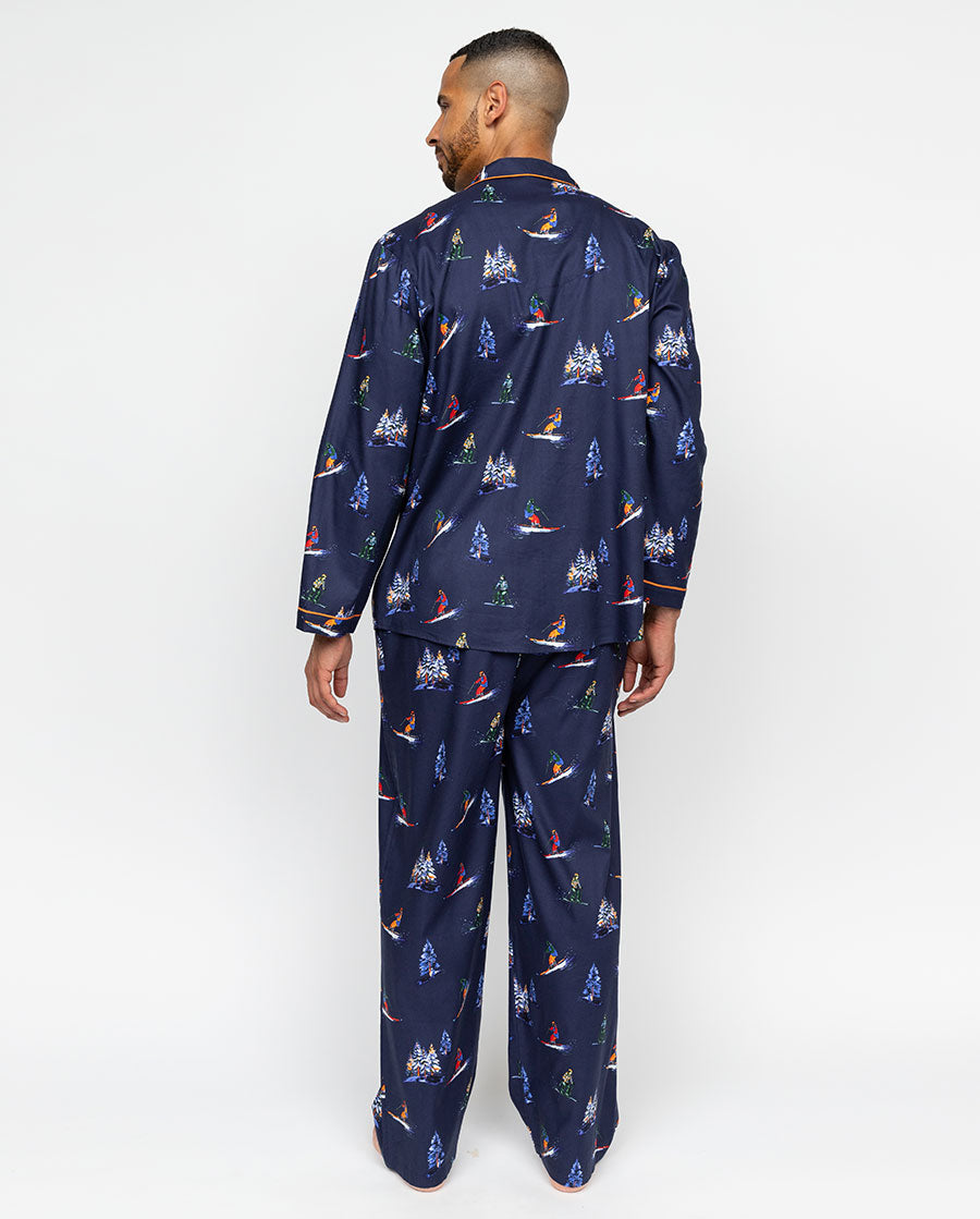 Alpes Pyjama-Set mit Ski-Print für Herren