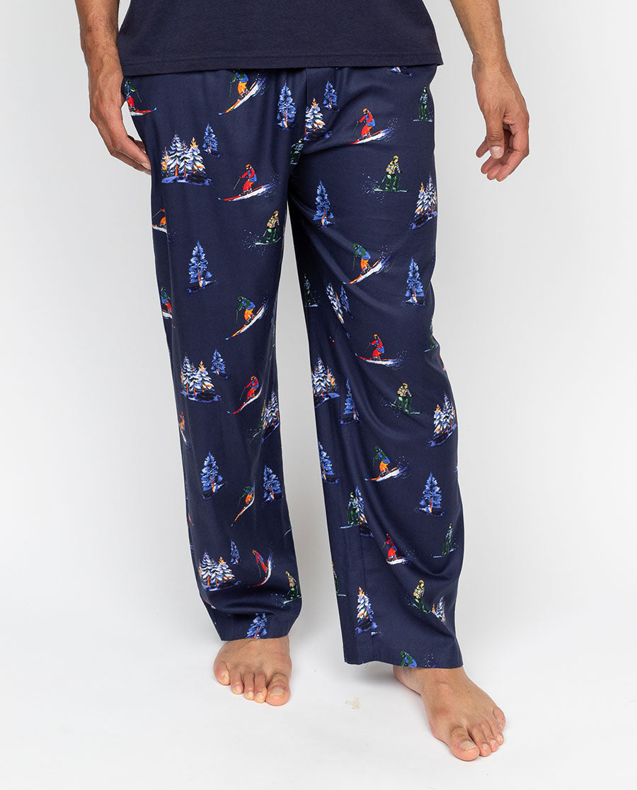 Alpes Pyjamahose für Herren mit Ski-Print