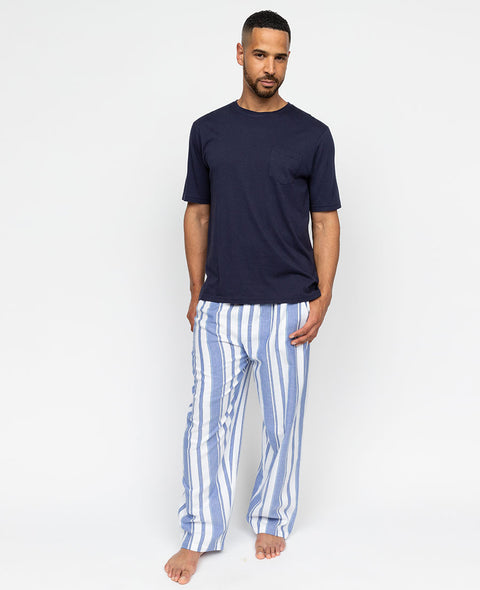 Alpes Mens Jersey T-shirt and Stripe Pyjama Set