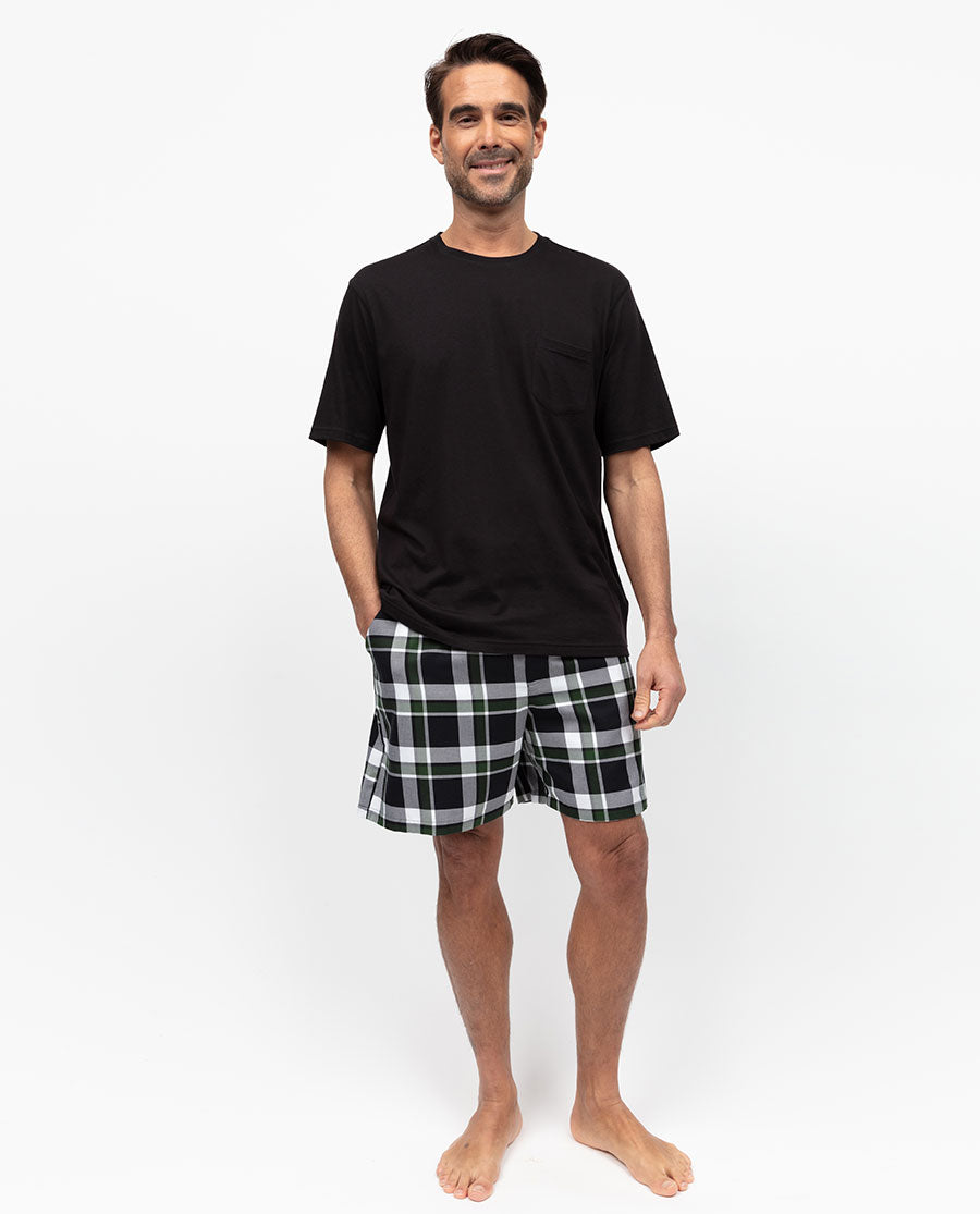 Olive Mens Lightly Brushed Check Shorts