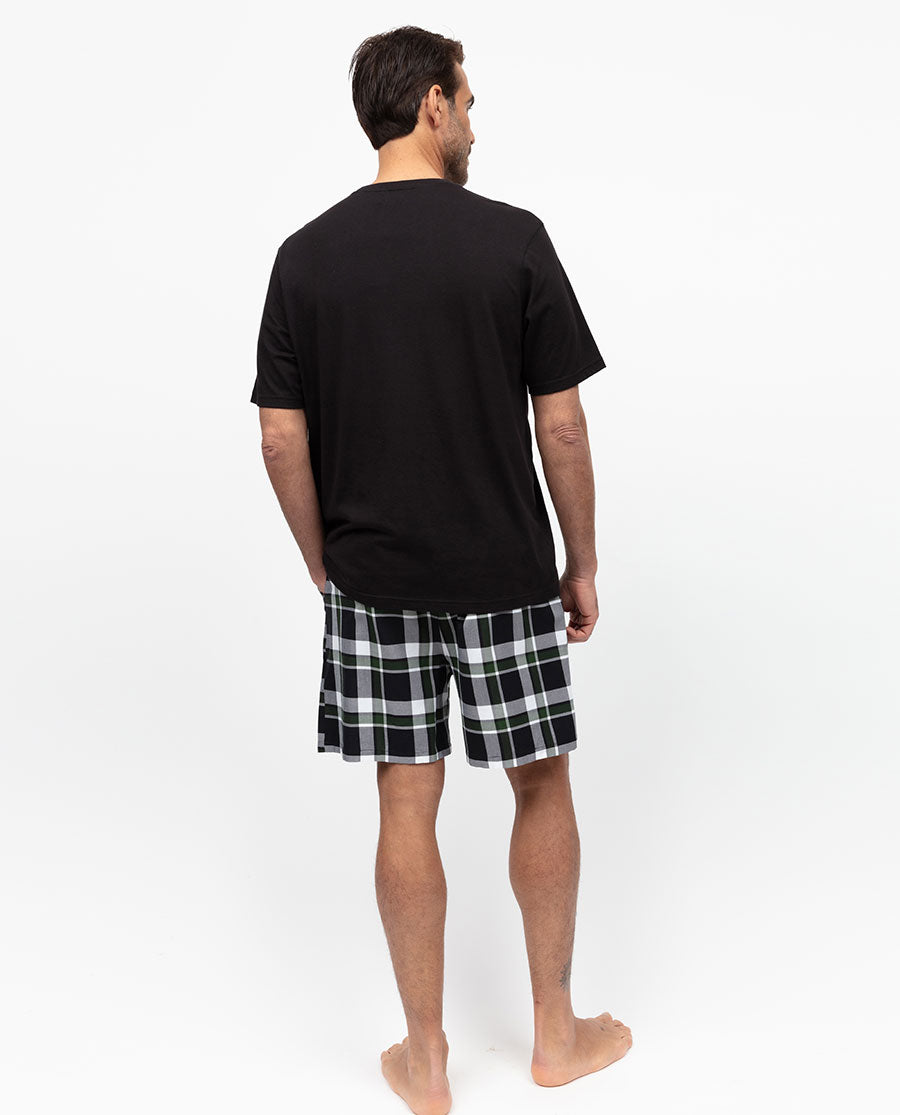 Olive Mens Lightly Brushed Check Shorts