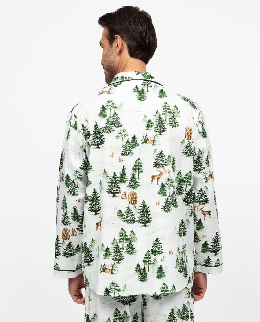 Fern Herren-Pyjamaoberteil mit Alpenprint