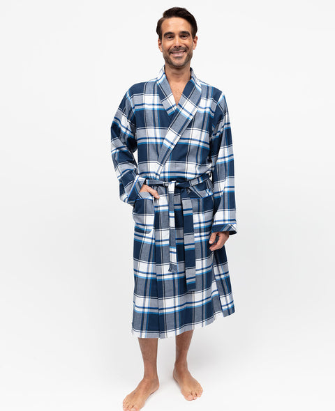 Frosty Mens Brushed Check Long Dressing Gown