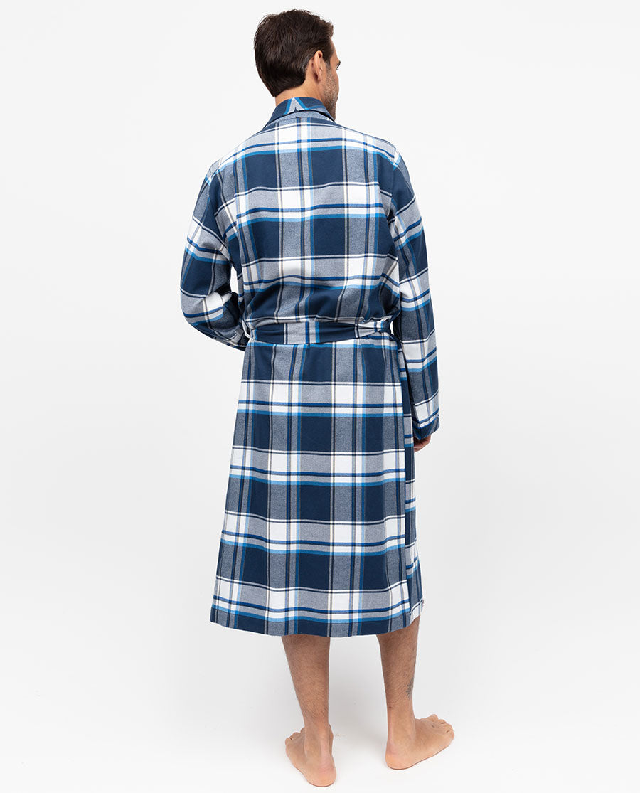 Frosty Mens Brushed Check Long Dressing Gown
