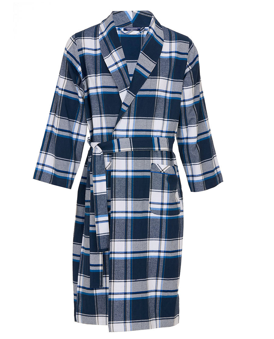 Frosty Mens Brushed Check Long Dressing Gown