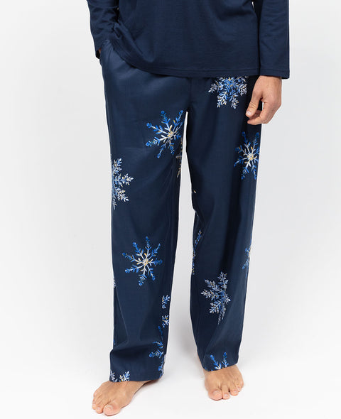 Frosty Mens Snowflake Print Pyjama Bottoms