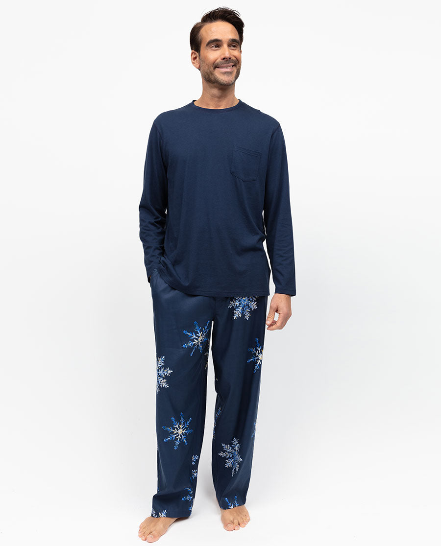 Bas de pyjama Frosty pour homme à imprimé flocon de neige