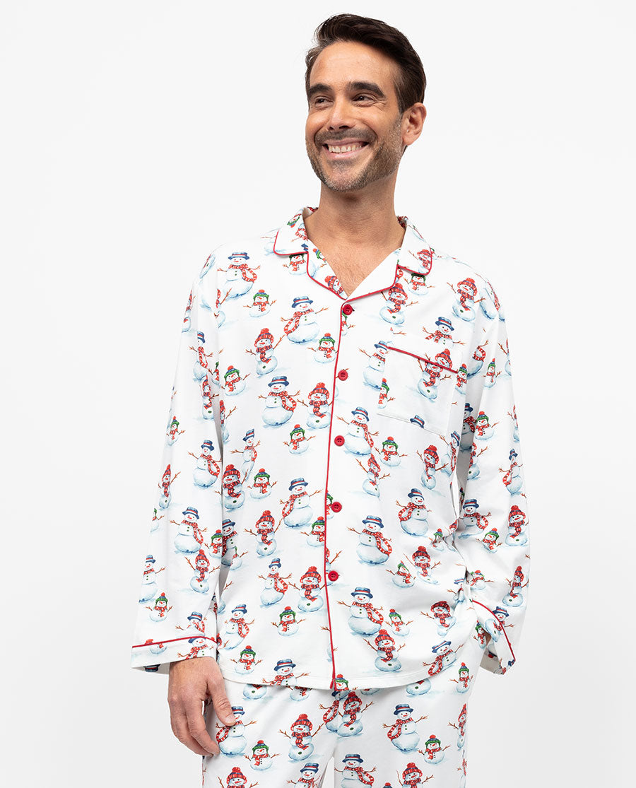 Blaze Mens Snowman Printed Jersey Pyjama Top