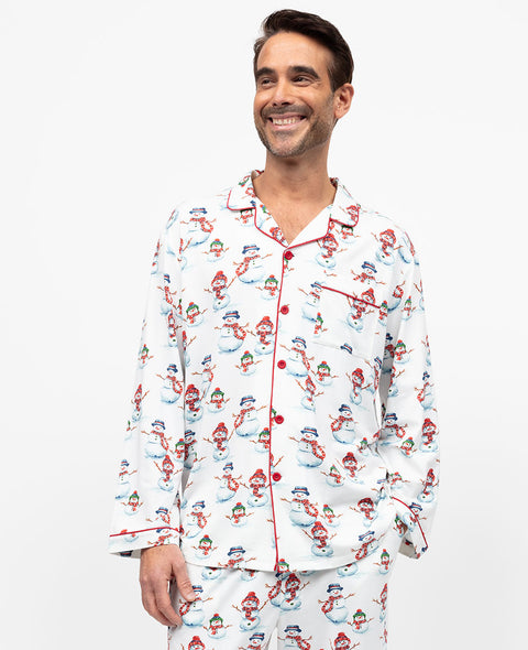 Blaze Mens Snowman Printed Jersey Pyjama Top