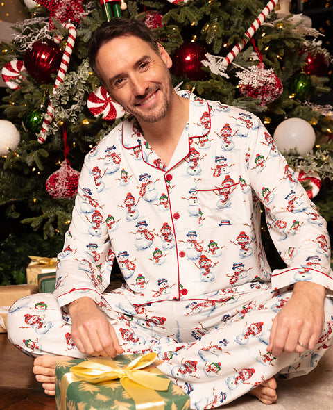 Blaze Mens Snowman Printed Jersey Pyjama Set