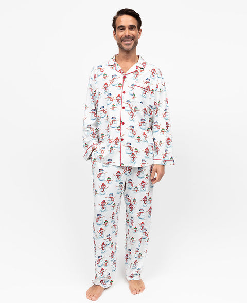 Blaze Mens Snowman Printed Jersey Pyjama Set