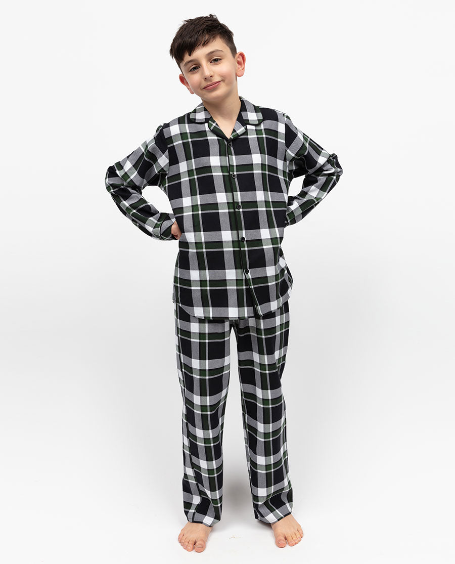 Olive Boys Lightly Brushed Check Pyjama Set