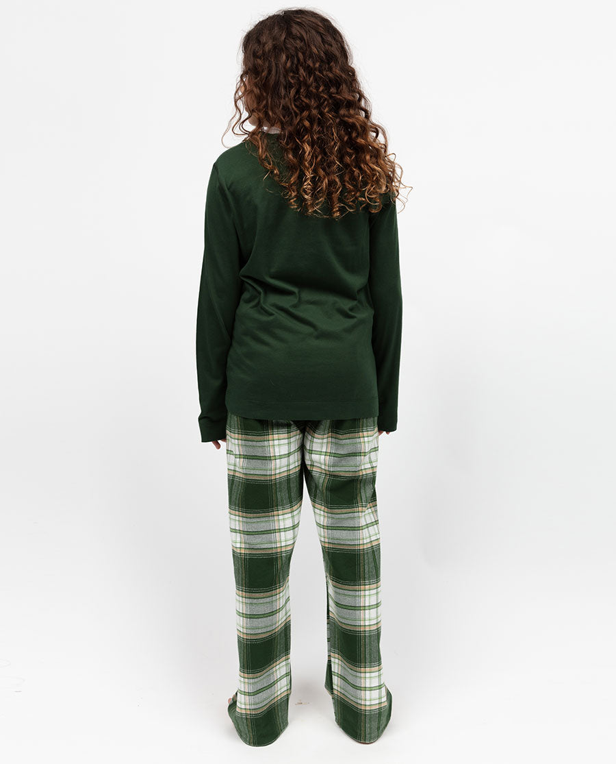 Fern Kids Unisex Jersey T-shirt and Brushed Check Pyjama Set