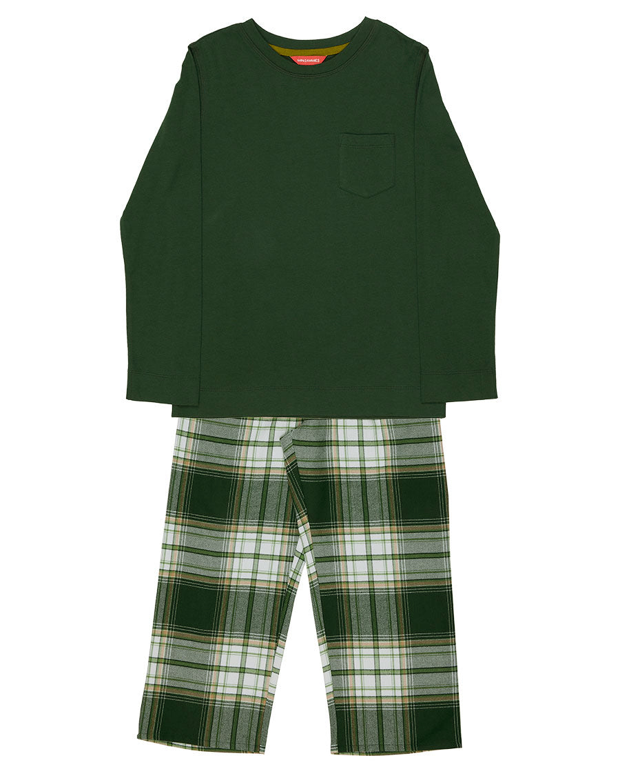 Fern Kids Unisex Jersey T-shirt and Brushed Check Pyjama Set