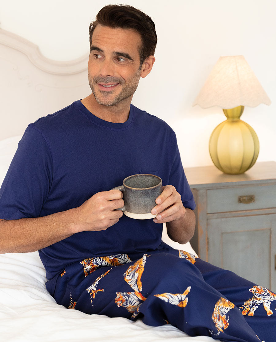 Indigo Mens Tiger Print Pyjama Bottoms