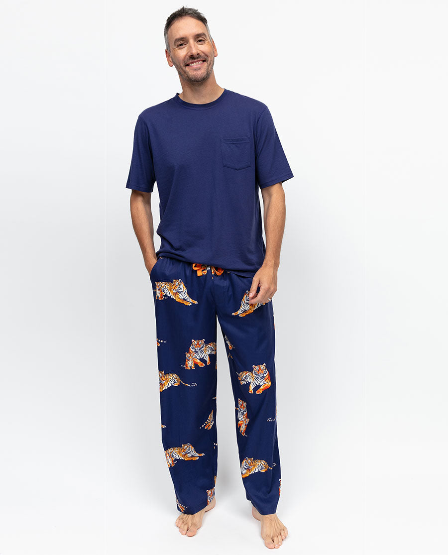 Indigo Mens Tiger Print Pyjama Bottoms