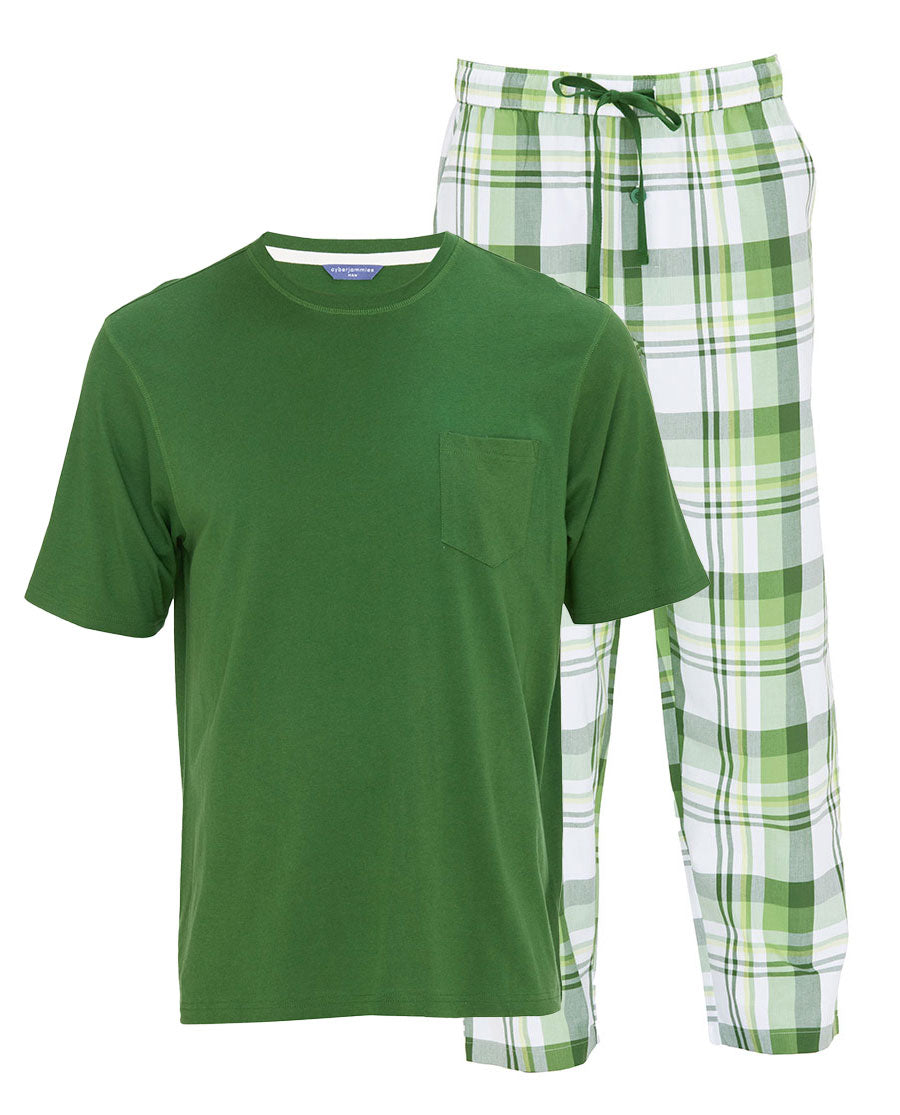 Charlie Mens Jersey T-shirt and Check Pyjama Set