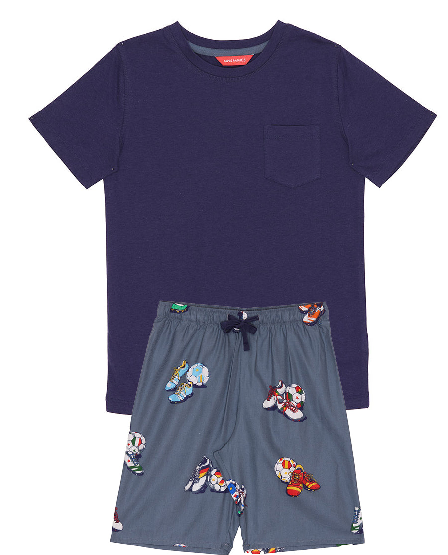 Striker Boys Jersey T-shirt and Football Print Shorty Set